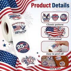 500PCS Patriotic USA Stickers Roll American Flag 250th Anniversary Decals 2026