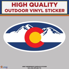 Mountains With Colorado Flag, High Quality Vinyl Stickers
