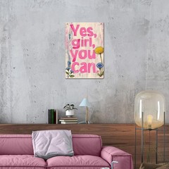 Inspirational Quotes Wall Art Metal Sign -Yes Girl You Can Positive Affirmati…