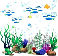 Underwater Sea Creatures Wall Decals 4 Sheets Included