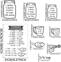 Kitchen Unit of Measurement Conversion Chart, Vinyl Measuring Conversion Decals