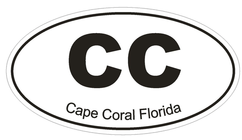 Cape Coral Florida Oval Bumper Sticker or Helmet Sticker D1291 Euro Oval