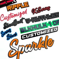 Custom Car Acrylic Emblem Badge MULTI COLOR Customized Text Names