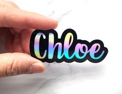 Holographic Outlined Vinyl Custom Name Decal Sticker for bottles Tumblres Cars