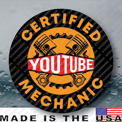 Certified YouTube Mechanic Funny JDM Hard Hat Helmet Gag Prank Joke Sticker 2IN