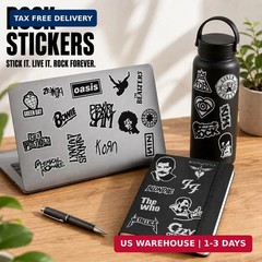 100PCS Rock Band Stickers Pack Vintage Punk Music Waterproof Vinyl Decals for La