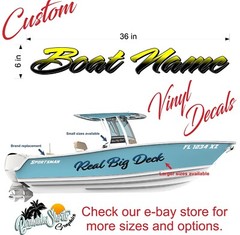 Boat Name Decal 6×36″ / Custom Hull Graphic / Premium Marine Vinyl Lettering GRB