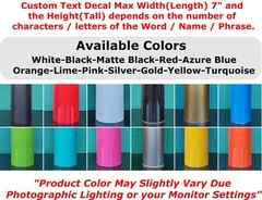 Custom Text Decal Sticker Lettering name Vinyl DieCut 7″ Personalized Car decals