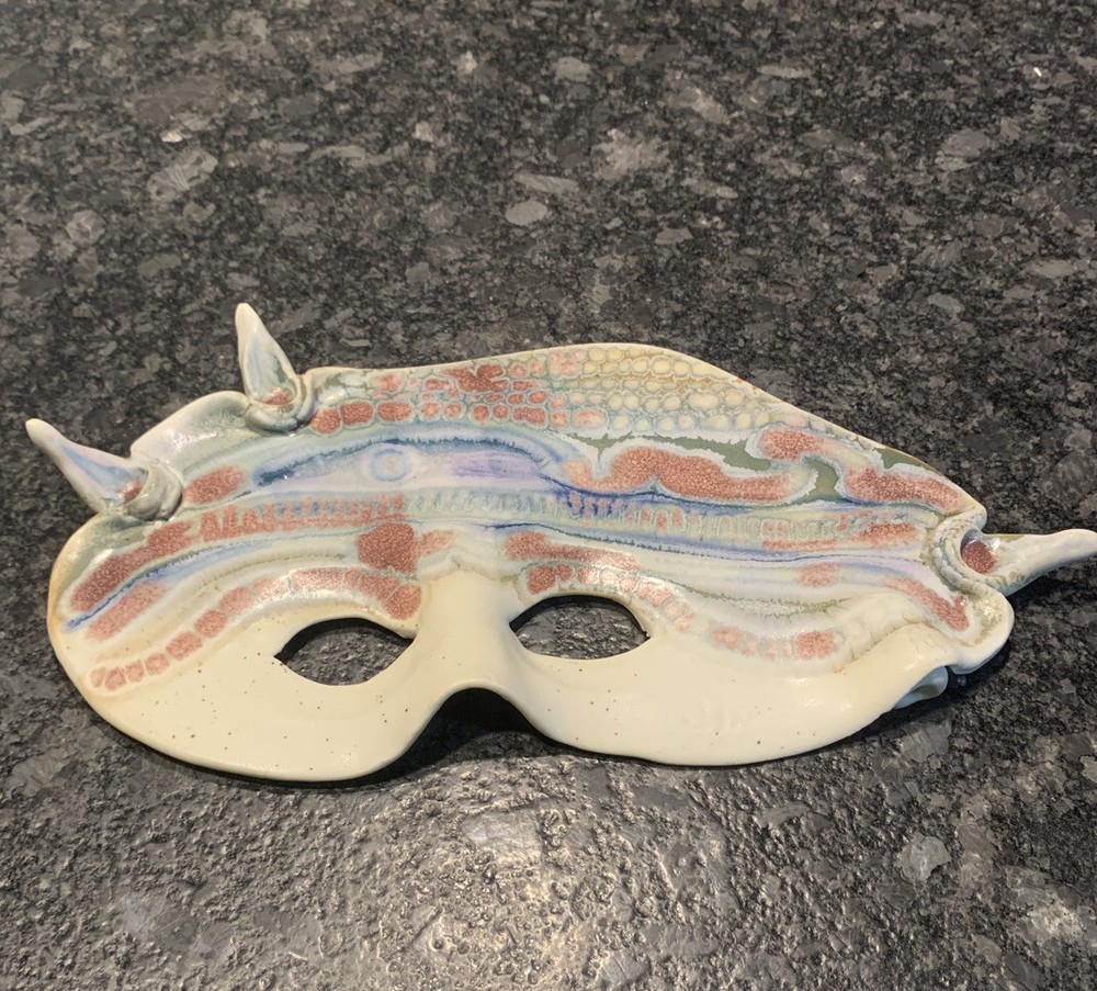 Pottery Handpainted Face Wall Mask 12” In Length By 6 1/2” Wide Beautiful