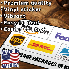 2-Pcs Please Place Packages In Box Delivery Sign Sticker Amazon FedEx Vinyl
