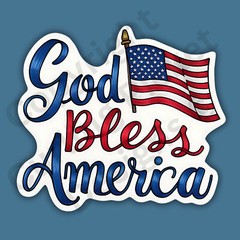 God Bless America Patriotic American Flag U.S.A. United States 3″ Vinyl Sticker
