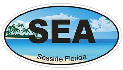 Seaside Florida Oval Bumper Sticker or Helmet Sticker D1280 Euro Oval