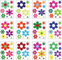 12 Sheets Daisy Stickers Flower Car Decals Self Adhesive Vinyl Retro Butterfly F