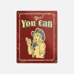 Yes You Can Vintage Retro Girl Stamp Vinyl Sticker Decal