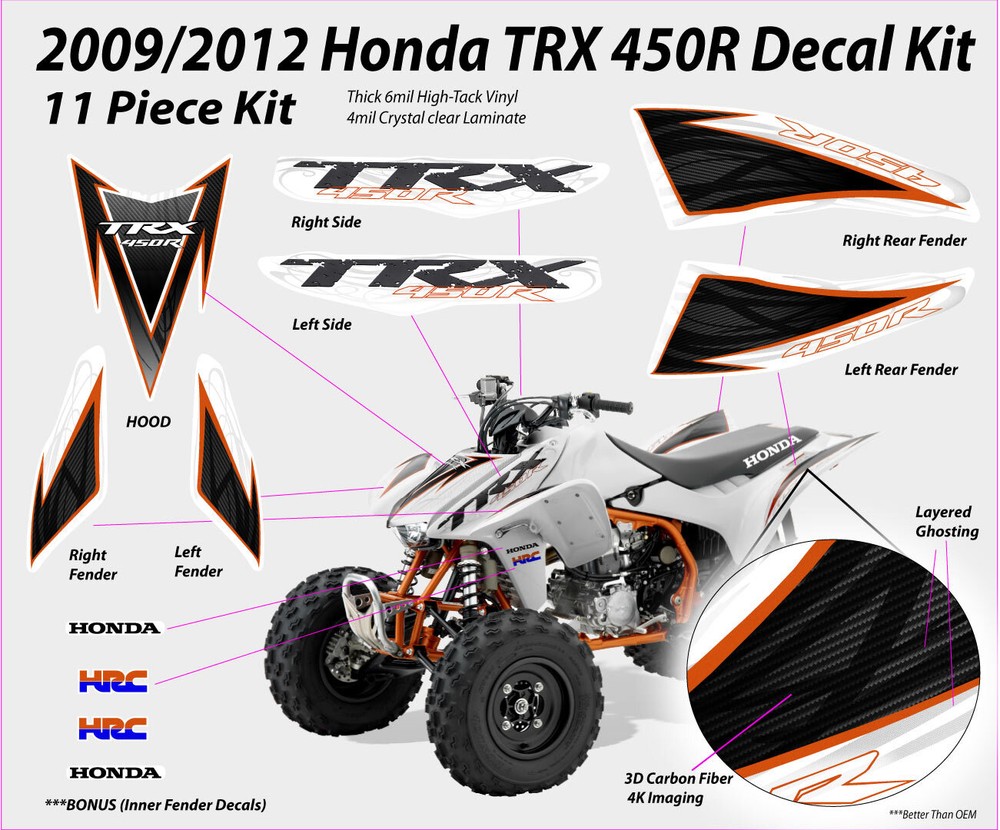 2009 2012 Honda TRX450R Decal Graphic Sticker OEM kit Plastic Kit Emblem 450 TRX