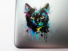 2x Cute Black Cat 3in Transparent Stickers Kitty Eyes Pet Art Laptop Phone Decal