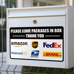 Please Leave Packages in Box Delivery Sign Sticker Vinyl Decal Amazon UPS FedEx