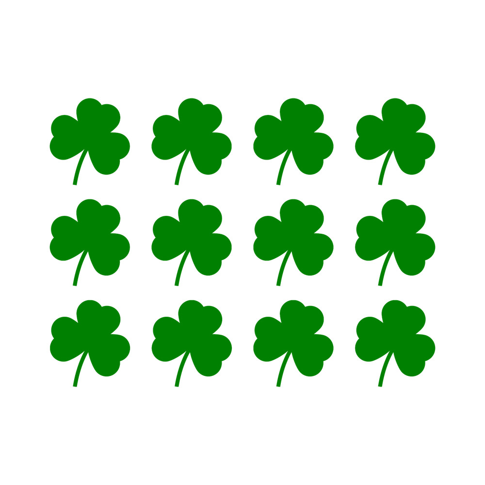 Set of 12 Irish Shamrock Vinyl Decals Phone Helmet Laptop Small Clover Stickers