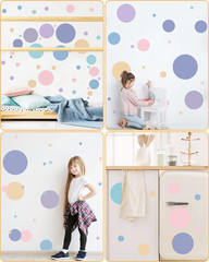 Multicolor Dots Wall Stickers Peel and Stick Vinyl Big Circle Wall Decals for Ne