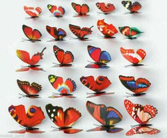 24pcs Multicolor Artificial Butterflies with Magnet Home Decorations Accessories