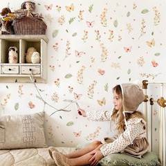 Boho Flower Wall Sticker Small Floral Wall Decals Peel and Stick Wildflower L…