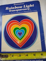 Illuminations Transparent Rainbow Heart Window Decal Multicolor Vintage