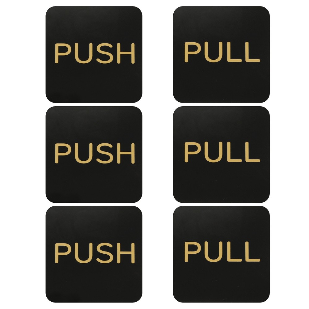 3Sets Push Pull Door Stickers, 3in License Plate, Quad, Black Gold for