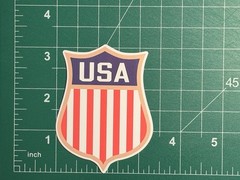 Team USA Hockey Shield/Crest – Laminated Vinyl Sticker – 3″x2.5″ USA GOLD MEDAL