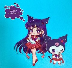 Sticker – Sanrio Kuromi X Sailor Mars Kawaii Decal, 3.5” Moon Clear Glossy