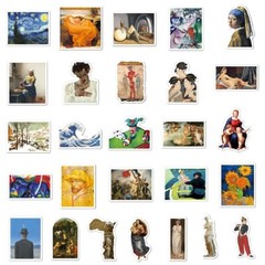 150pcs Famous Painting Vinyl Stickers, Artist Monet Van Gogh,0012345