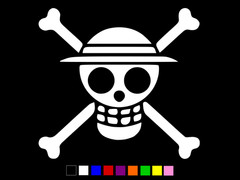 ONE PIECE Straw Hat Pirates Jolly Roger Vinyl Car Window Decal CHOOSE SIZE COLOR
