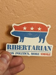 6-pack funny ribertarian less politics more smoke vinyl 3″ Sticker Waterproof