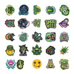 50pc Cannabis Vinyl Waterproof Stickers – Suitcases, Instruments, Windows