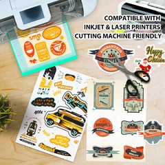 Bulk 100 Printable Vinyl Sticker Paper Glossy White Waterproof Inkjet Laser