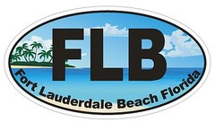 FLB Fort Lauderdale Beach Florida Oval Bumper Sticker or Helmet Sticker D1127