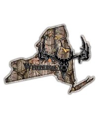 New York State Hunting Decal – Whitetail Deer Skull Camo Sticker NY