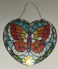 9×10 ~ Butterfly Heart Multicolor Home Decor Plastic Sun Catcher Window Hanging