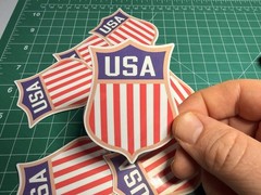 Team USA Hockey Shield/Crest – Laminated Vinyl Sticker – 3″x2.5″ USA GOLD MEDAL
