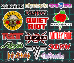 15 Hair Metal Rock Band Logo Stickers – Clear, Holographic, or White – Poison