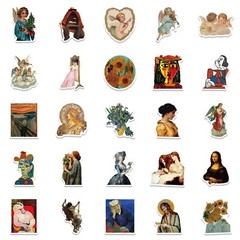 150pcs Famous Painting Vinyl Stickers, Artist Monet Van Gogh,0012345