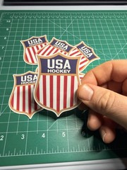 Team USA Hockey Shield/Crest – Laminated Vinyl Sticker – 3″x2.5″ W/“hockey”
