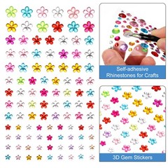 505Pcs Gems Stickers for Crafts 5 Sheet Flower Rhinestone Stickers Multicolor