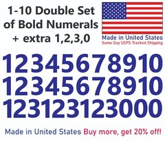 1-10 Bolston Bold Outdoor Vinyl Decal Numbers for Mailbox, Door, Address, Locker