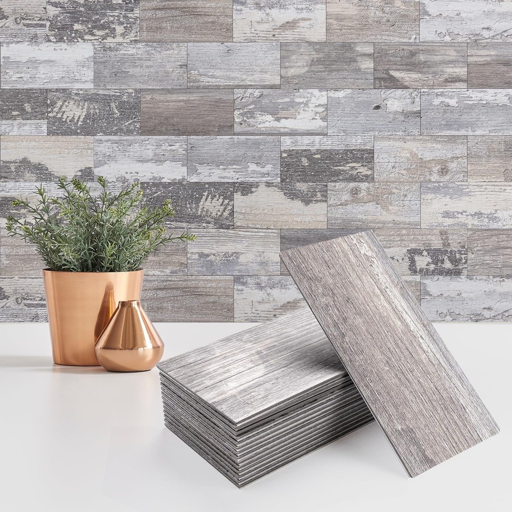 Azulejos Adhesivos Estilo Metro Madera Envejecida Para Bano Pack De 100