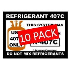 Refrigerant Retrofit Stickers X10- Properly Label Unit After Converting to R407C