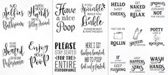 17PCS Bathroom Wall Decals Peel and Stick, Funny Vintage Sign Decals Bathroom Qu