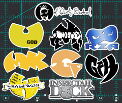 9 Wu-Tang Member Logos Sticker Pack – Clear, Holographic, or White – Clan Rap