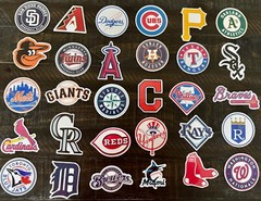 NEW MLB LOGO STICKERS ~ PICK TEAM ~ PLUS TEAM TRADING CARD ~ SHOW YOUR SPIRIT ~
