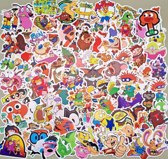 100 Pcs 90s Classic TV Cartoon Stickers Retro Y2K Decal Skateboard Laptop