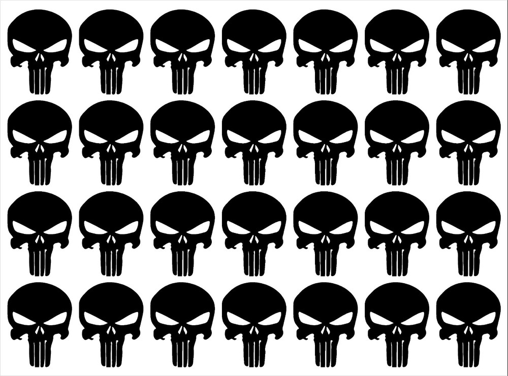 The Punisher Small 1″ Skull Vinyl Decals Phone Laptop Gun Helmet Stickers Sheet